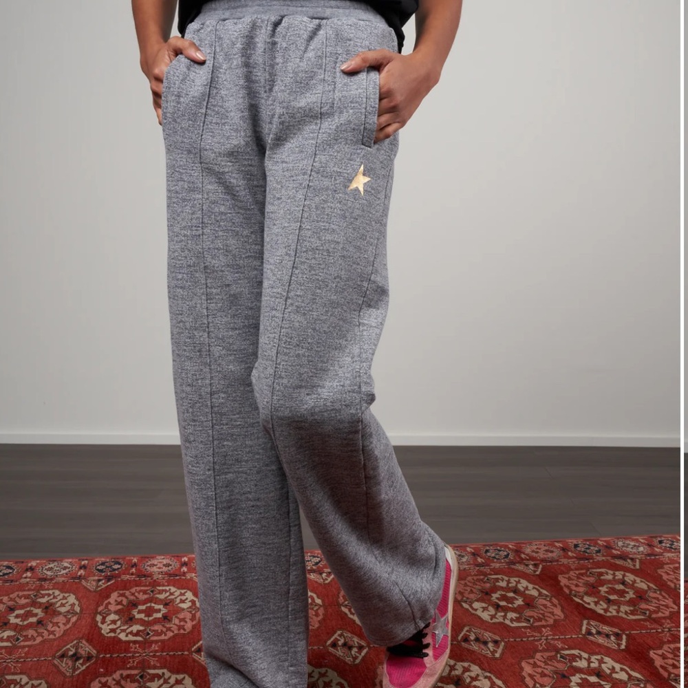 Golden Goose Grey Track Pants with Gold Star